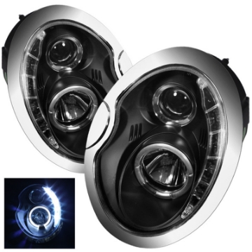 Picture of Spyder Mini Cooper 02-06 Projector Headlights DRL Black High H1 Low H1 PRO-YD-MC02-DRL-BK