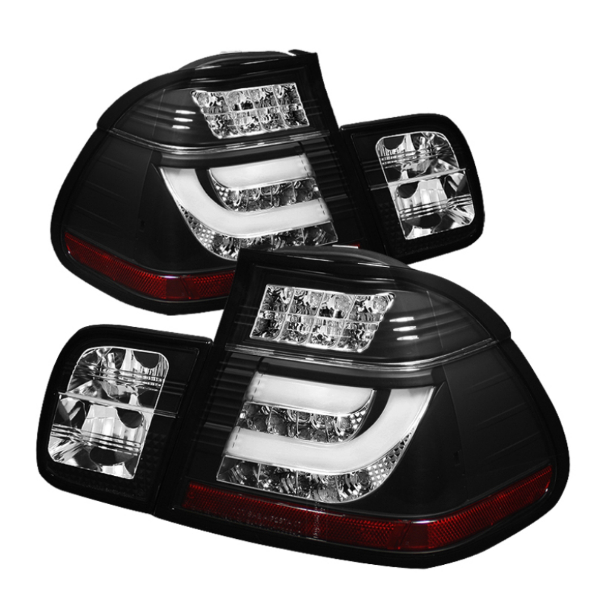 Picture of Spyder BMW E46 3-Series 02-05 4Dr Light Bar Style LED Tail Lights Black ALT-YD-BE4602-4D-LBLED-BK