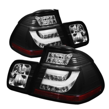Picture of Spyder BMW E46 3-Series 02-05 4Dr Light Bar Style LED Tail Lights Black ALT-YD-BE4602-4D-LBLED-BK