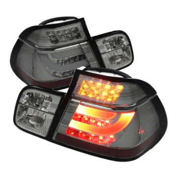 Picture of Spyder BMW E46 3-Series 99-01 4Dr Light Bar Style LED Tail Lights Smoke ALT-YD-BE4699-4D-LBLED-SM