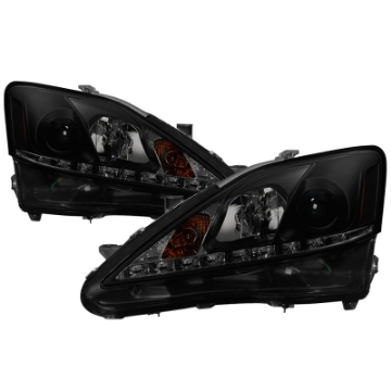 Picture of Spyder Lexus IS 250-350 2006-2010 Projector Headlights DRL Black Smoke PRO-YD-LIS06-DRL-BSM
