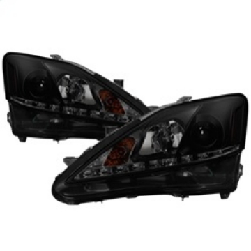Picture of Spyder Lexus IS 250-350 2006-2010 Projector Headlights DRL Black Smoke PRO-YD-LIS06-DRL-BSM