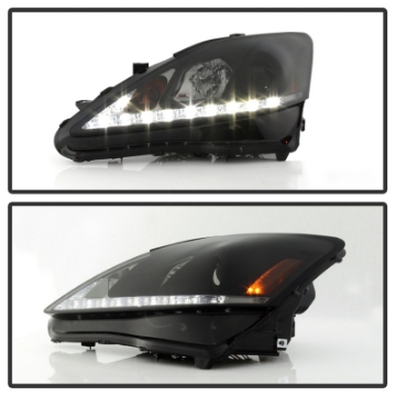 Picture of Spyder Lexus IS 250-350 2006-2010 Projector Headlights DRL Black Smoke PRO-YD-LIS06-DRL-BSM