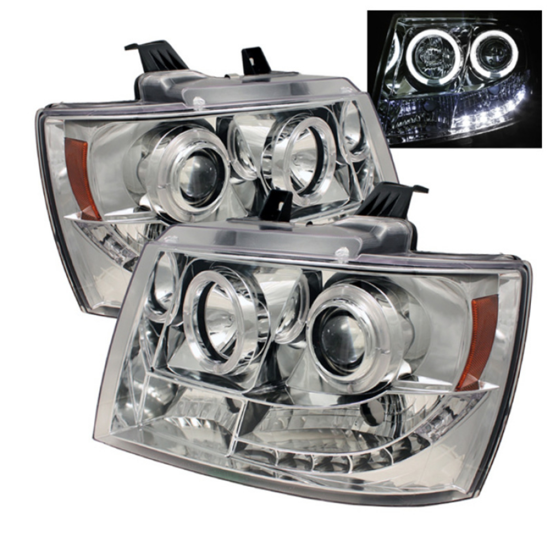 Picture of Spyder Chevy Suburban 1500 Projector Headlights LED Halo LED Chrome PRO-YD-CSUB07-HL-C