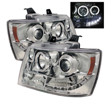 Picture of Spyder Chevy Suburban 1500 Projector Headlights LED Halo LED Chrome PRO-YD-CSUB07-HL-C