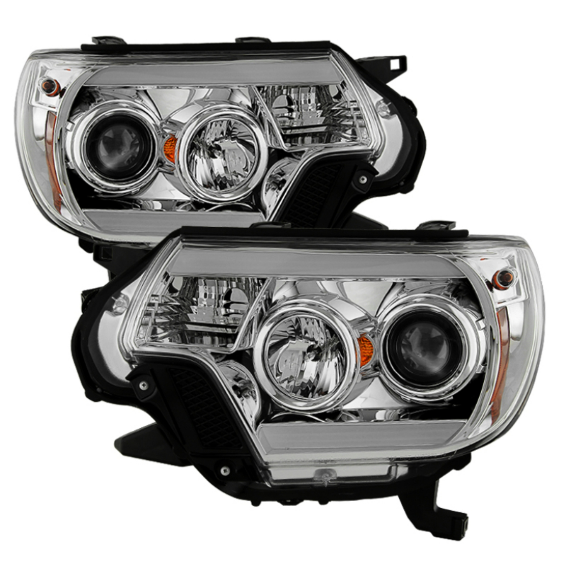 Picture of Spyder Toyota Tacoma 12-16 Projector Headlights Light Bar DRL Chrome PRO-YD-TT12-LBDRL-C