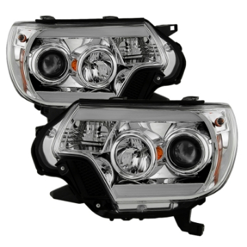 Picture of Spyder Toyota Tacoma 12-16 Projector Headlights Light Bar DRL Chrome PRO-YD-TT12-LBDRL-C