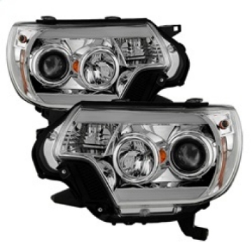 Picture of Spyder Toyota Tacoma 12-16 Projector Headlights Light Bar DRL Chrome PRO-YD-TT12-LBDRL-C