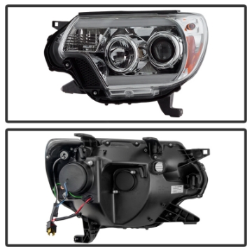 Picture of Spyder Toyota Tacoma 12-16 Projector Headlights Light Bar DRL Chrome PRO-YD-TT12-LBDRL-C