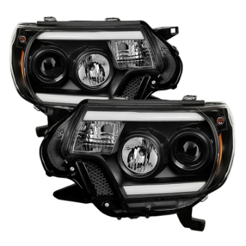 Picture of Spyder Toyota Tacoma 12-15 Projector Headlights Light Bar DRL Black PRO-YD-TT12-LBDRL-BK
