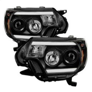 Picture of Spyder Toyota Tacoma 12-15 Projector Headlights Light Bar DRL Black PRO-YD-TT12-LBDRL-BK