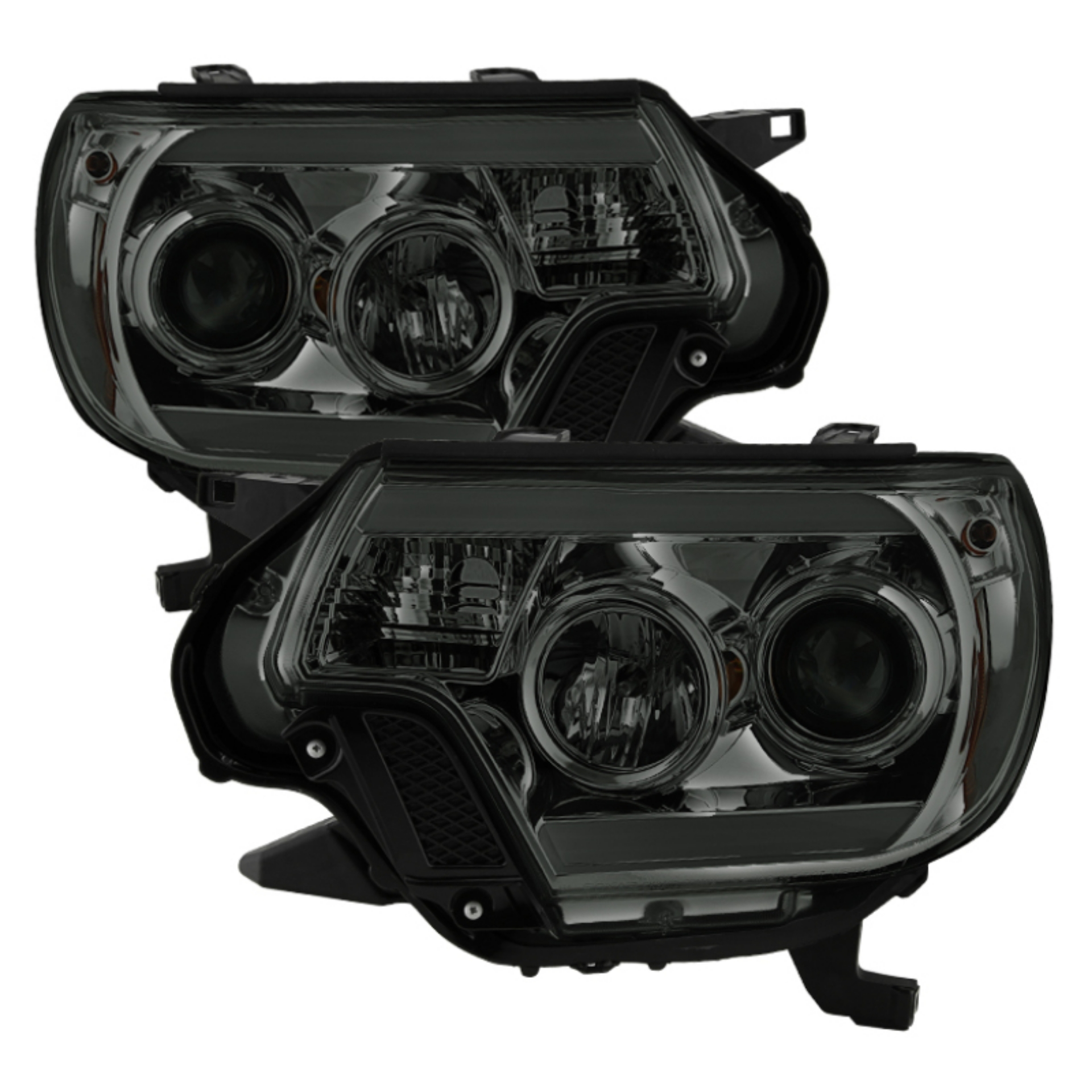 Picture of Spyder Toyota Tacoma 12-16 Projector Headlights Light Bar DRL Smoke PRO-YD-TT12-LBDRL-SM