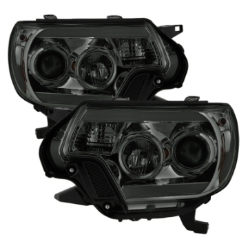 Picture of Spyder Toyota Tacoma 12-16 Projector Headlights Light Bar DRL Smoke PRO-YD-TT12-LBDRL-SM