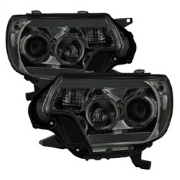 Picture of Spyder Toyota Tacoma 12-16 Projector Headlights Light Bar DRL Smoke PRO-YD-TT12-LBDRL-SM