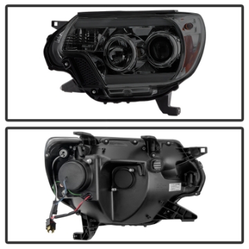 Picture of Spyder Toyota Tacoma 12-16 Projector Headlights Light Bar DRL Smoke PRO-YD-TT12-LBDRL-SM