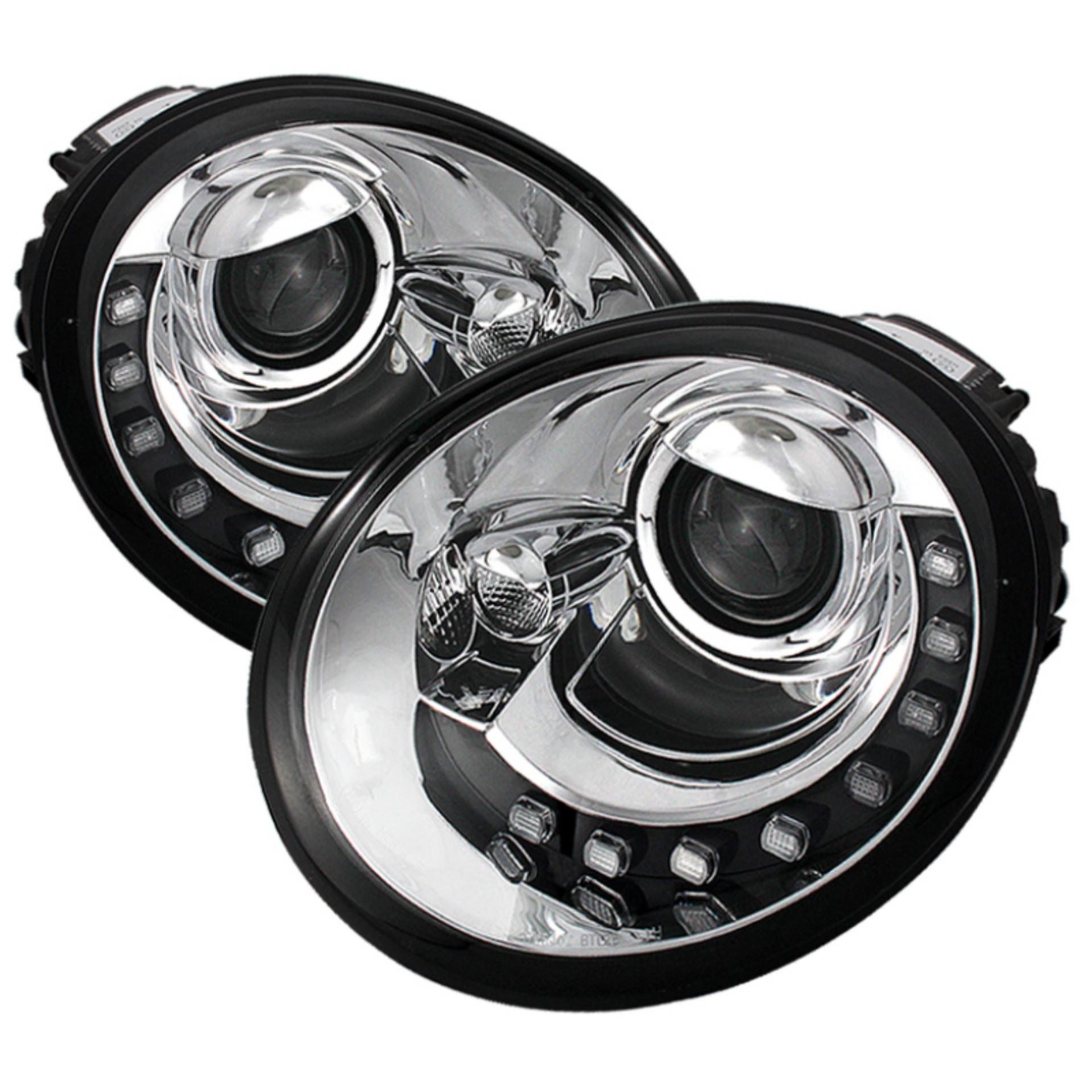 Picture of Spyder Volkswagen Beetle 1998-2005 Projector Headlights DRL Chrome PRO-YD-VB98-DRL-C