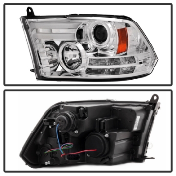 Picture of Spyder Dodge Ram 13-15 Projector Headlights Light Bar DRL Chrome PRO-YD-DR13-LBDRL-C