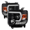 Picture of Spyder GMC Sierra 14-16 Projector Headlights Light Bar DRL Black PRO-YD-GS14-LBDRL-BK