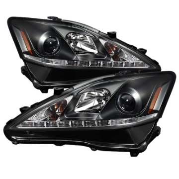 Picture of Spyder Lexus IS 250-350 2006-2010 Projector Headlights DRL Black PRO-YD-LIS06-DRL-BK