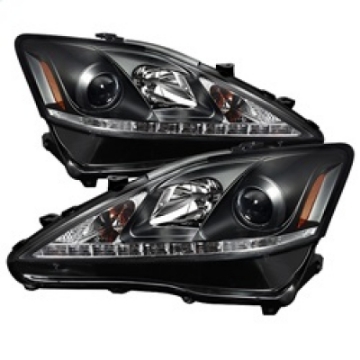 Picture of Spyder Lexus IS 250-350 2006-2010 Projector Headlights DRL Black PRO-YD-LIS06-DRL-BK