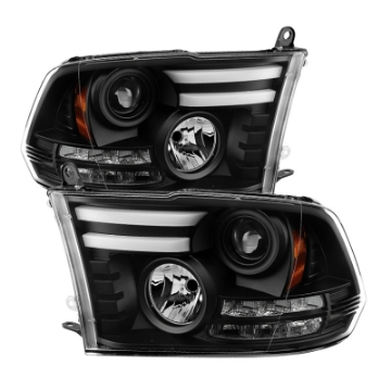Picture of Spyder Dodge Ram 09-12 Projector Headlights Light Bar DRL Black PRO-YD-DR09-LBDRL-BK