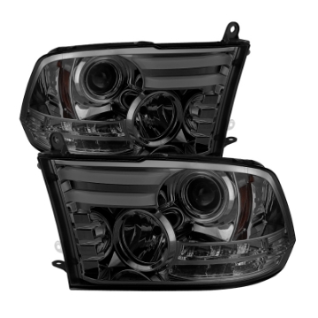 Picture of Spyder Dodge Ram 13-15 Projector Headlights Light Bar DRL Smoke PRO-YD-DR13-LBDRL-SM