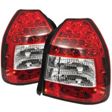 Picture of Spyder Honda Civic 96-00 3DR LED Tail Lights Red Clear ALT-YD-HC96-3D-LED-RC