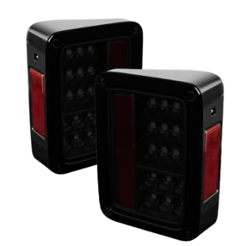 Picture of Spyder Jeep Wrangler 07-15 LED Tail Lights Black Smoke ALT-YD-JWA07-LED-BSM