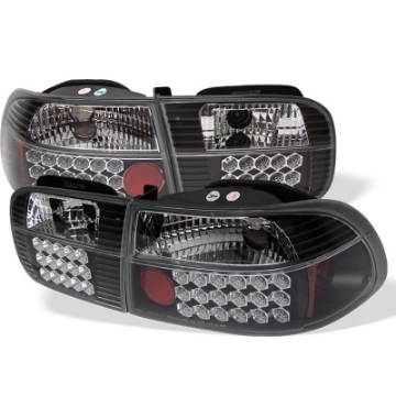 Picture of Spyder Honda Civic 92-95 3DR LED Tail Lights Black ALT-YD-HC92-3D-LED-BK