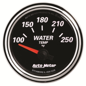 Picture of Autometer Designer Black II 52mm 250 Deg F Water Temp Gauge