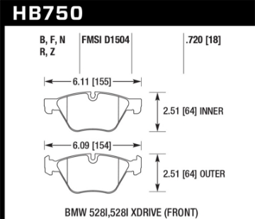 Picture of Hawk 13-14 BMW 528i - 528i xDrive HPS Front Brake Pads