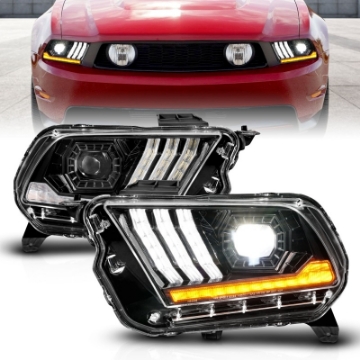 Picture of ANZO 10-14 Ford Mustang LED Projector Headlights w-Sequential Light Tube NON HID Compatible
