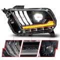 Picture of ANZO 10-14 Ford Mustang LED Projector Headlights w-Sequential Light Tube NON HID Compatible