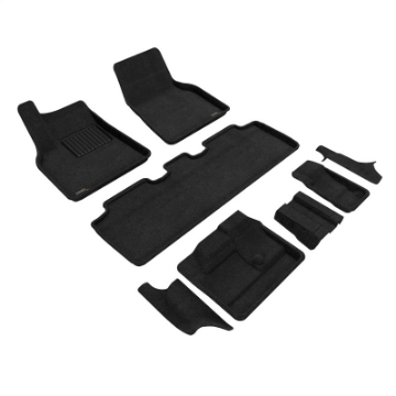 Picture of 3D MAXpider 21-23 Tesla Model Y 7-Seat Elegant Floor Mat- Black 1St Row 2Nd Row 3Rd Row
