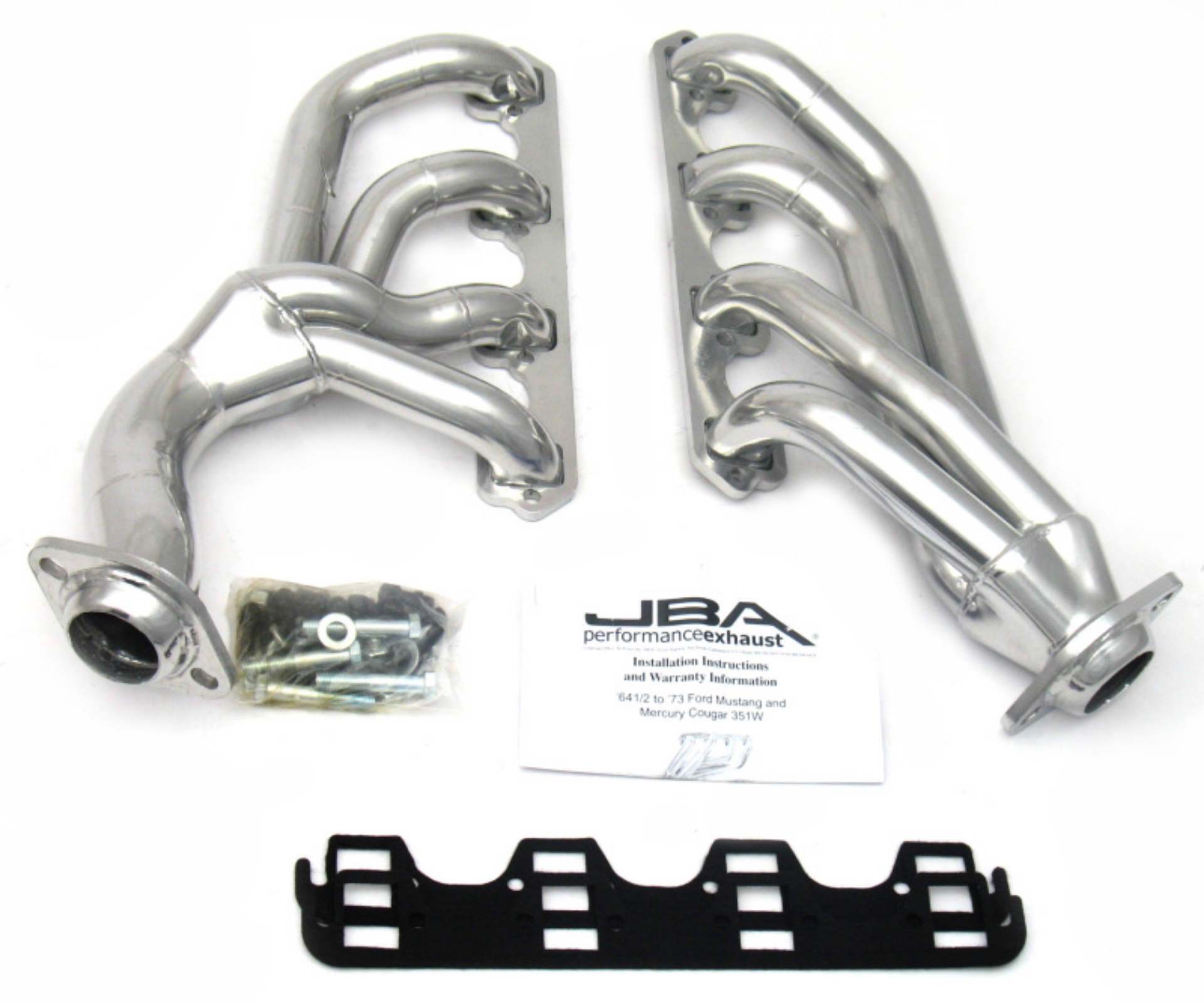 Picture of JBA 65-73 Ford Mustang 351W SBF w-T-5-Cable Clutch 1-5-8in Primary Silver Ctd Mid Length Header