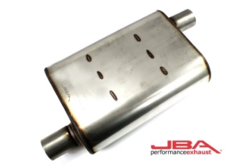 Picture of JBA Universal Chambered Style 304SS Muffler 13x9-75x4 2in Inlet Diameter Offset-Offset