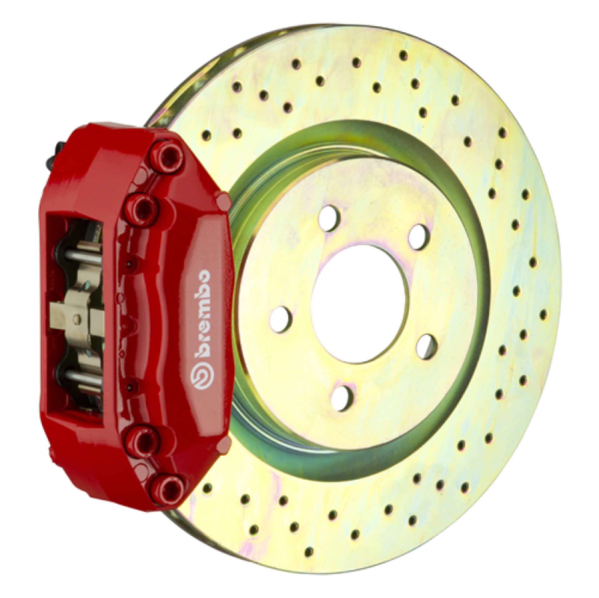 Picture of Brembo 87-91 M3 E30 Front GT BBK 4 Piston Cast 2pc 330x28 1pc Rotor Drilled-Red