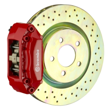 Picture of Brembo 87-91 M3 E30 Front GT BBK 4 Piston Cast 2pc 330x28 1pc Rotor Drilled-Red