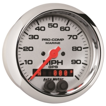 Picture of Autometer Marine Chrome 3-3-8in 100MPH GPS Speedometer Gauge