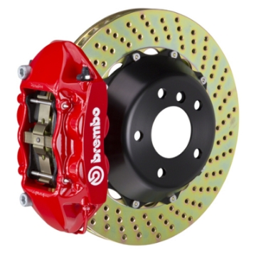 Picture of Brembo 03-07 Cayenne-S-Turbo Rear GT BBK 4 Piston Cast 380x28 2pc Rotor Drilled-Red