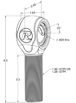 Picture of Ridetech R-Joint XL Rod End with 1in-14 Left Hand Thread