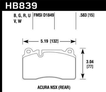 Picture of Hawk 2017 Acura NSX DTC-60 Race Rear Brake Pads