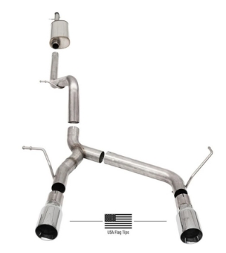 Picture of Corsa 2018-2025 Jeep Wrangler JLU 3-6L 2-75in Sport Cat-Back Exhaust w- American Flag Tips