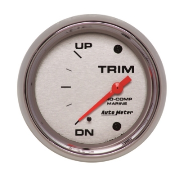 Picture of Autometer Marine Chrome Gauge 2-5-8in Electric Trim Level Gauge 0OHM Down - 90OHM Up