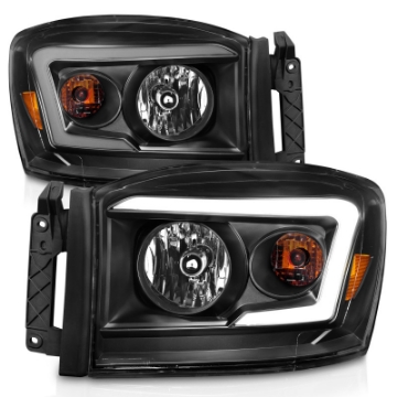 Picture of ANZO 06-09 Dodge RAM 1500-2500-3500 Headlights Black Housing-Clear Lens w- Light Bars