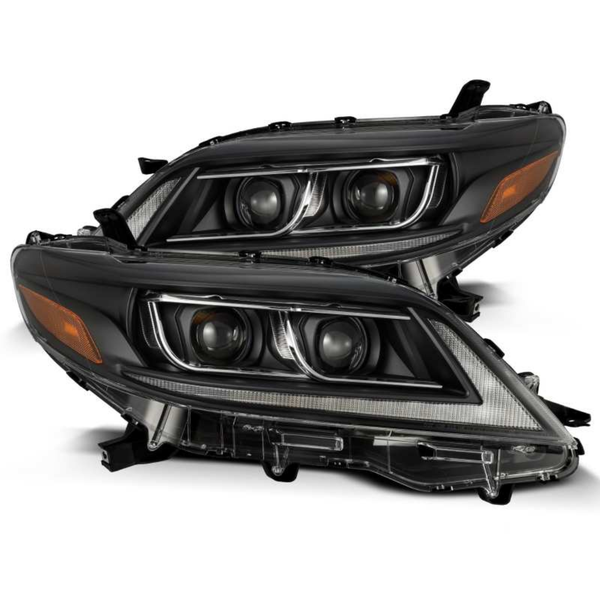 Picture of AlphaRex 11-21 Toyota Sienna PRO-Series Proj Headlights Plank Style Black w-Seq Signal-DRL