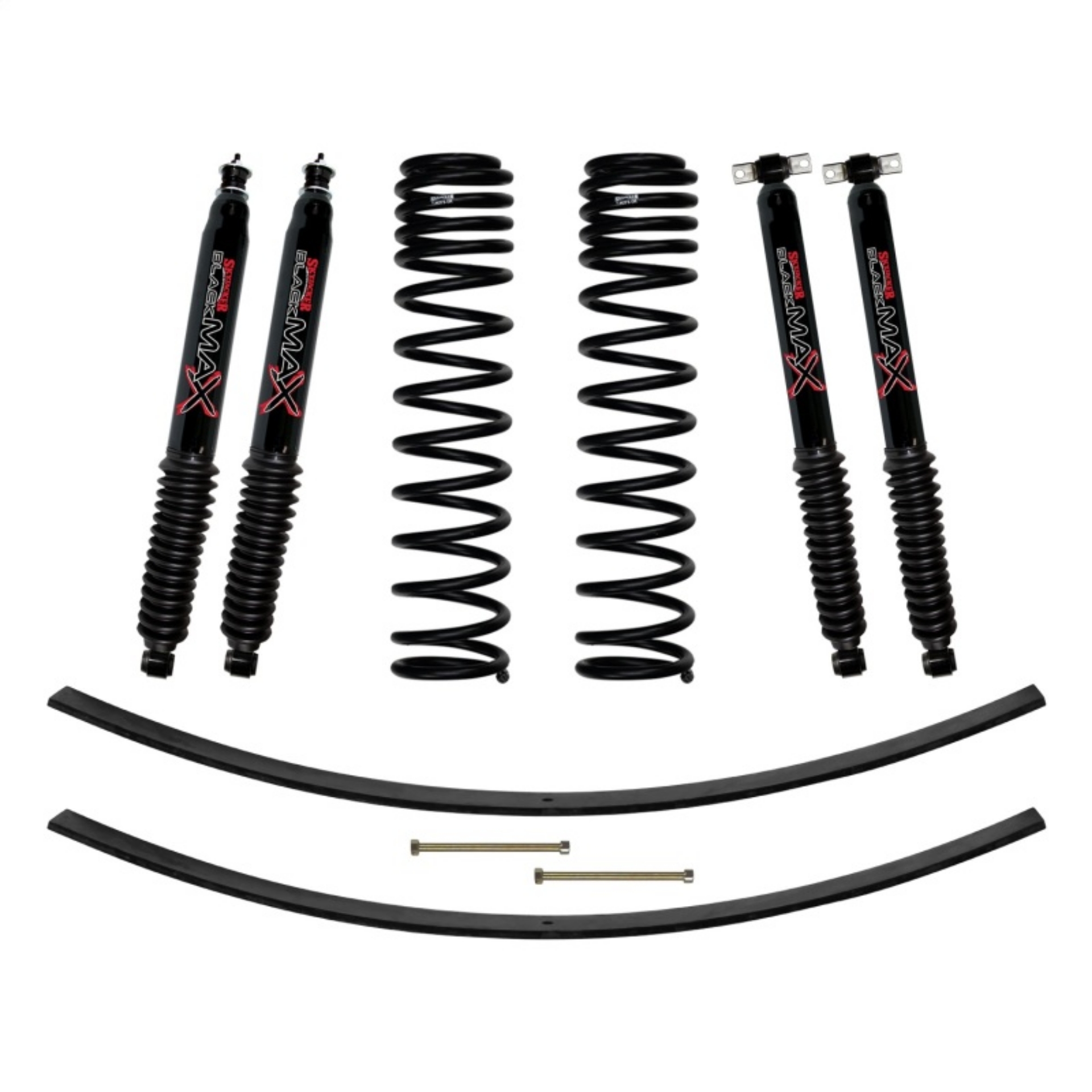 Picture of Skyjacker Jeep XJ 3in FR Dual Rate Long Coil Suspension Lift Kit w-RR Add-A-Leaf-Black Max Shocks