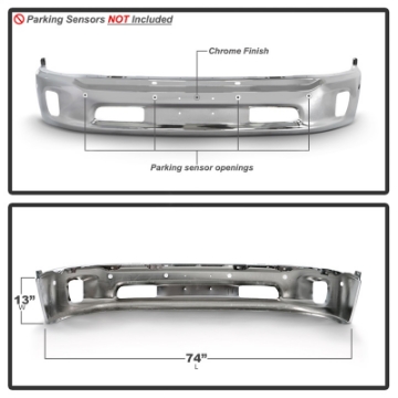 Picture of Spyder Dodge Ram 1500 14-18 Bottom w-Sensor w-Fog Light Hole Front Bumper - Chrome OEM 68160857AA