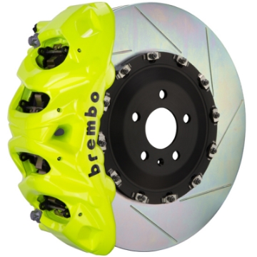 Picture of Brembo 19+ A6-19+ A7 Front GT BBK 6 Piston Cast 405x34 2pc Rotor Slotted Type1 - Fluo- Yellow