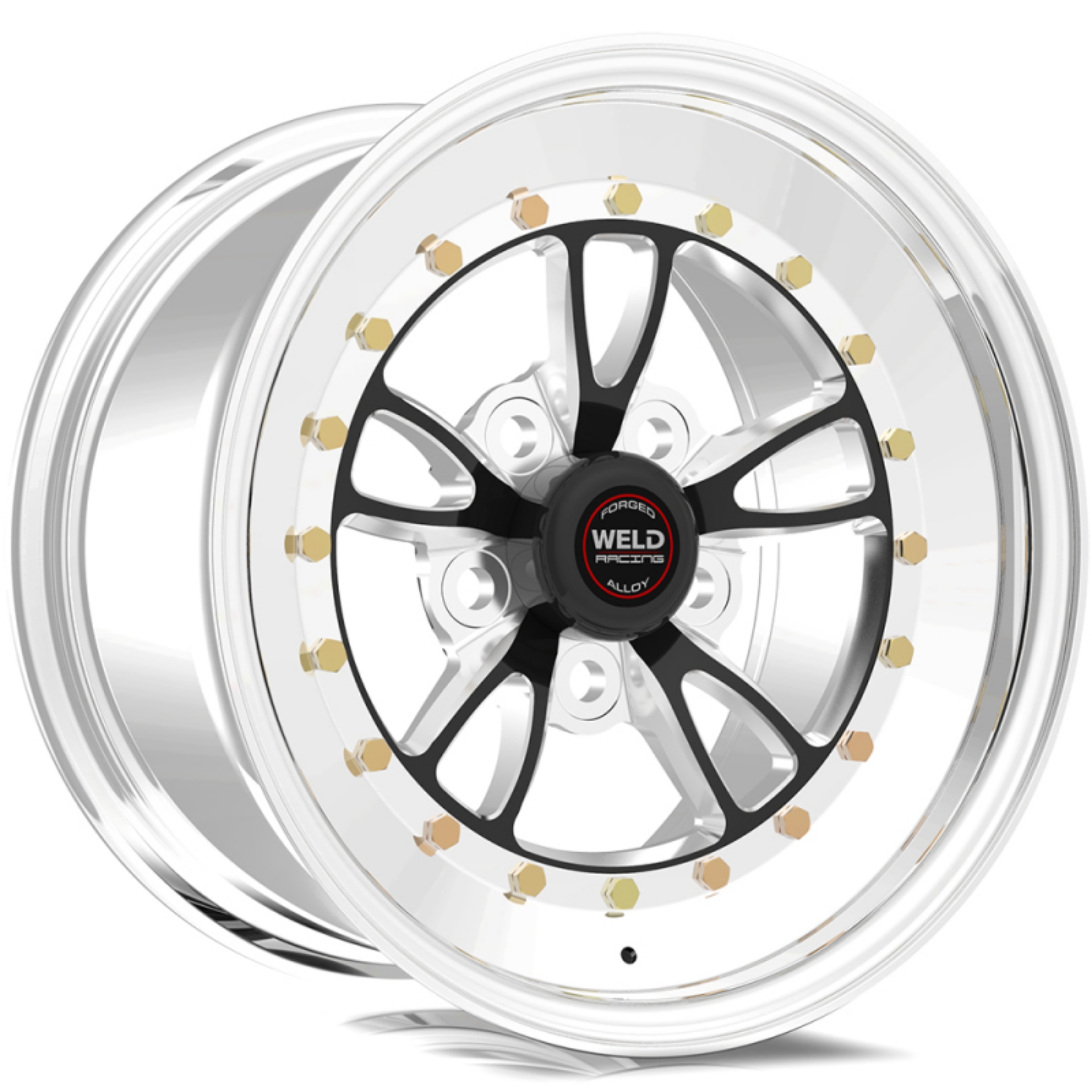 Picture of Weld Full Throttle 15x8 - 5x4-5 BP - 3-5in- BS Black Wheel - Polished Non Beadlock